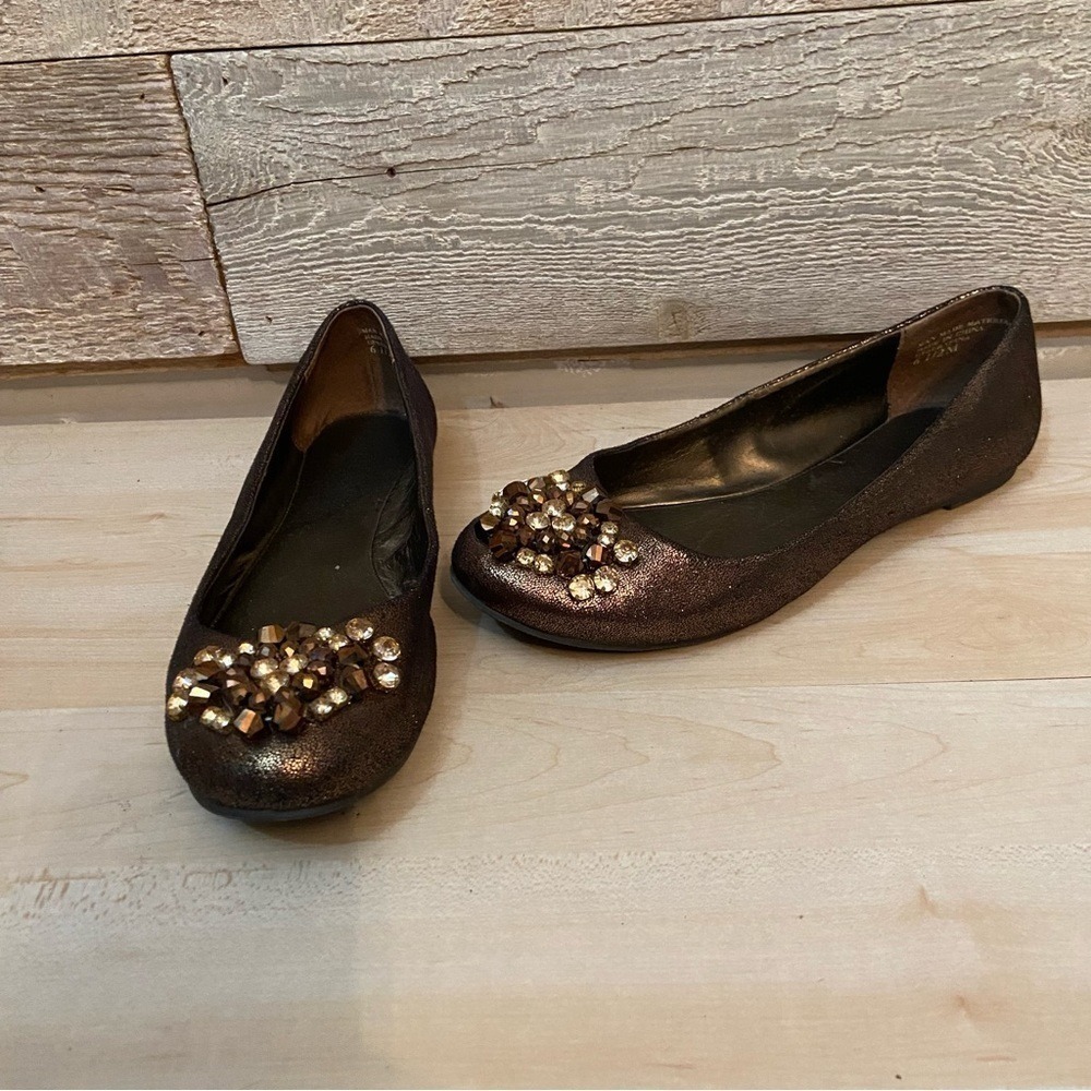 Guess women's brown metallic embellished ‎ rhinestones ballet flats size 6.5